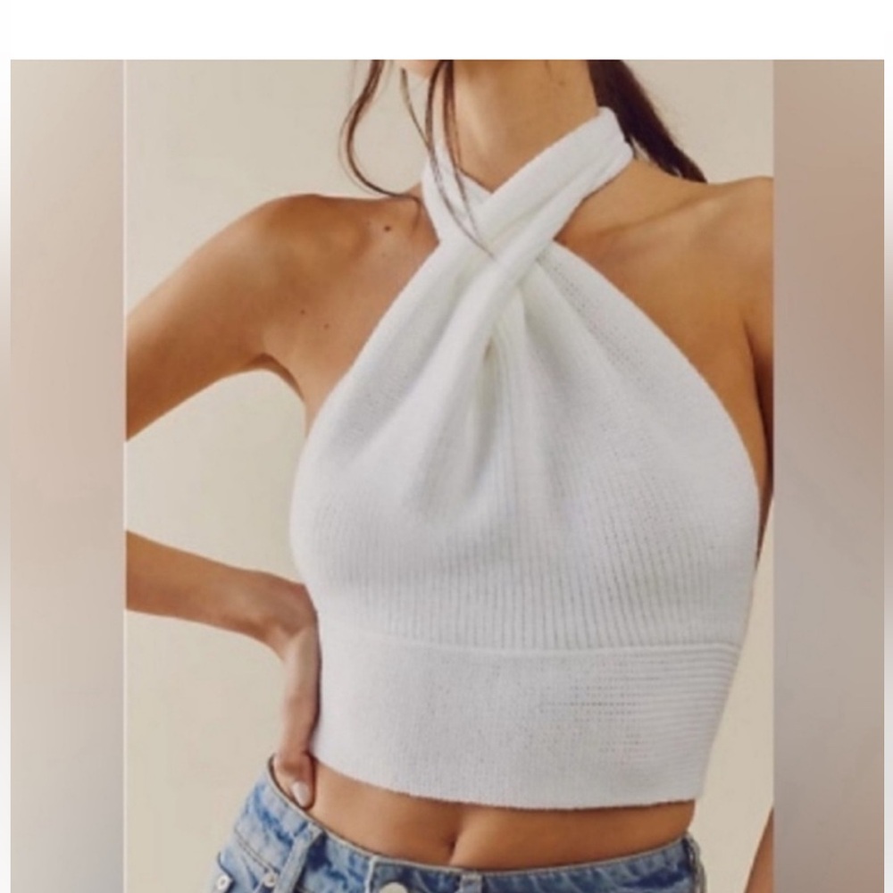 Free People Convertible White Knit Top